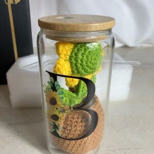 Sunflower Crochet in Glass Jar